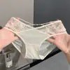Sussurro Nebuloso~Calcinha de Renda Estilo Francês Desejo Puro, Sexy Vazada em Malha Respirável com Forro 100% Algodão, Calcinha Triângulo Feminina