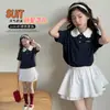 Conjunto de Verano para Niñas 2026 Nueva Moda Estilo Coreano para Niñas Mayores, Conjunto de Falda de Pastel de Manga Corta con Cuello Polo Tendencia