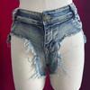 Sexy cintura baixa rasgado shorts jeans mulheres quente tentação nightclub menina desempenho hot pants jeans shorts mulheres