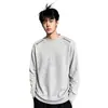 Moda Sudaderas con Costuras de Comercio Exterior para Hombre Otoño Invierno Ropa Juvenil para Hombre Holgada Color Sólido Casual Versátil Cuello Redondo Manga Larga Camiseta para Hombre