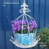 Cesta de Flores para Jardim Suspensa Cesta Suspensa Estilo Vintage com Detalhes em Arte de Ferro
