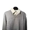 Suéter de Punto Polo Falso de Dos Piezas con Cuello en V de Alto IQ para Hombre Temporada Otoño/Invierno Diseño con Sentido Estilo Old Money Chaqueta de Punto Casual