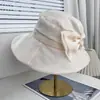 Sombrero de Pescador de Malla con Lazo de Nuevo Estilo de Ala Ancha para Mujer, Sombrero de Sol de Verano, Sombrero tipo Cubo de Moda y Versátil que Hace que la Cara Parezca Más Pequeña