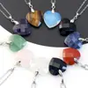 Joyería para el Día de San Valentín Collar con Colgante de Corazón de Piedra Natural Multifacética para Mujer Collar de Acero de Titanio de Alta Gama Joyería Transfronteriza