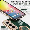 Aplicável a capa de celular Samsung S24 Ultra A54 galvanizado A73 fivela com anel s23plus suporte magnético capa protetora
