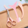 Kit Iniciante de Cortador de Sobrancelhas em Forma de Lua e Tesoura do Fabricante, Ferramenta Anti-Arranhões para Remoção de Pelos Finos e Barbear