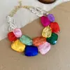 Collar ajustable de cuentas redondas acrílicas, sensación de lujo ligero y alta gama, cadena simple para la clavícula, accesorio moderno y versátil, venta al por mayor