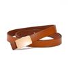 Cinturón de piel de vaca para mujer, nuevo, con hebilla cuadrada dorada, estilo japonés y coreano, fino y a la moda.