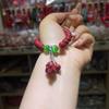 Pulsera de Arena Dorada Púrpura Cinabrio Natural Gato Lúcido Pulsera Simple Versátil Joyería Diseño de Nicho para Mujer