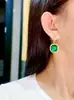 Pendientes de Calcedonia Verde de Lujo Ligero y Alta Gama para Mujer Plata S925 Aguja Cuadrado Cristal Pendientes Elegantes Nicho Nuevo Estilo