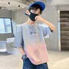 Camiseta de manga corta de moda para niños, algodón puro, nuevo estilo de verano, fresca y elegante, para niños mayores, top de verano de media manga