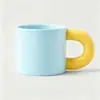 Tazas de cerámica de alta calidad, con asas grandes y forma robusta, personalizables con logotipos en colores macarrón, perfectas como recuerdos; Muestras de color disponibles para pedidos personalizados