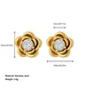 Nuevo Acero de Titanio Oro de 18K Flor Rosa Collar Floral Simple Pulsera Versátil No se Desvanece Conjunto de Gama Alta