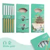 Palillos de Acero Inoxidable S 304 Estilo Portugués Vajilla Chapada en Oro Cuadrados Alargados Palillos Estilo Chino Juego de Regalo
