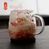 Taza de Agua de Cristal del Monte Fuji de Alto Valor Yan Taza para Bebidas Frías de Jugo para Hombres y Mujeres Taza de Café de Verano Estilo Ins para Mujeres