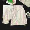 Conjunto de loungewear infantil estilo lapela, tecido fino para primavera e outono, cardigã de manga longa, pijama de algodão estilo coreano com estampa de nuvens para meninas