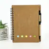 Papelería Creativa Transfronteriza, Cuaderno Sencillo Retro Ecológico de Papel Kraft con Bolígrafo, Cuaderno de Espiral, Notas Adhesivas, Pegatinas y Bloc de Notas