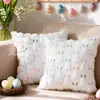 Funda de Cojín de Tela con Diseño de Conejo de Orejas Rosadas de Pascua Transfronteriza para Cama de Casa Mesita de Noche Respaldo Sala de Estar Funda de Cojín de Respaldo