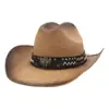 Sombrero de Jazz de Comercio Exterior Estilo Étnico Verano Hombres y Mujeres Paja Dura Copa Sombrero de Paja Vaquero Protector Solar Sombrero Visera Sombrero de Pescador