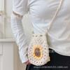 Bolsa de celular de girassol fresca porta-moedas bolsa mensageiro bolsa de tricô acabada à mão acabada moda