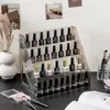 Estantería de almacenamiento tipo escalera multicapa, Tocador, Paleta de sombras de ojos, Estantería para almacenamiento de esmalte de uñas, Exhibidor transparente para cosméticos