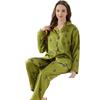 Pijama de Seda Gelo da Moda Feminina Manga Longa Calças Conjunto Roupa de Casa Estampa de Abelha Vintage de Luxo Leve Atacado