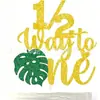 Banner de Feliz Aniversário 1/2 Caminho para Um Festa de Aniversário Havaiana Banner de Folha de Tartaruga