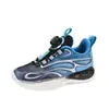 Zapatos Deportivos Casuales Zapatos de Correr para Niños Hebilla Giratoria Infantil Superficie de Malla Azul Luminoso Zapatos de Baloncesto Transpirables para Estudiantes Zapatos de Papá