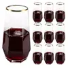 Copa de Vino de 9 oz con Forma de Diamante y Borde Dorado Transfronteriza para Barra Casera y Boda Vasos de Plástico para Champaña y Whisky