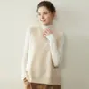 Nuevo Chaleco de Cachemir con Cuello Redondo Amigable con la Piel para Mujer Otoño/Invierno 2026, Chaleco de Punto Grueso de Doble Hilo Holgado de Color Sólido