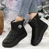 Botas de Algodón Cálido para Mujer Talla Grande Diseño con Cremallera Lateral Punta Redonda Forma de Zapato Holgada Felpa Engrosada Invierno Exterior Zapatos de Algodón para Mujer