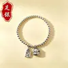 Colgante de Plata Pura 999 con el Personaje '' y Amuleto de Gato de la Suerte, Materiales para Cordón de Pulsera Trenzada de Cuentas Hecha a Mano DIY, Venta al por Mayor de una Pieza