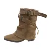 Pantalones Cuadrados Melanoides Pierna Corta Botines Mujer 2026 Nuevo Otoño Gamuza Botas Martin Estilo Páramo Media Pantorrilla Botas de Caballero