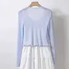 Cardigan de Punto Exterior de Manga Larga Transpirable Fresco y Dulce Estilo Delgado Rosa para Mujer Ropa de Abrigo de Verano Negro