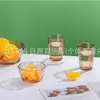 Dubái estética geométrica vajilla tazón de vidrio plato taza juego regalos promocionales publicitarios para el hogar venta al por mayor