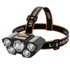 Lanterna de Cabeça 5 LEDs Luz Forte Recarregável Ultra Brilhante Montada na Cabeça para Uso Externo Ciclismo Lâmpada de Iluminação Portátil Lanterna de Cabeça à Prova d'Água para Pesca