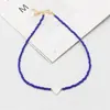 Colar de Contas de Arroz de Vidro Estilo Boho Pingente de Coração Branco Personalizado Corrente para Clavícula Joias Femininas Venda por Atacado