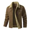Chaqueta de algodón casual de talla grande con múltiples bolsillos para hombre de otoño e invierno Amazon, forrada de polar, chaqueta de algodón cálida transfronteriza