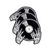 Estilo Preto e Branco Música Rádio Retrô Disco Mão de Caveira Criativa Acessórios de Disco Broche de Lapela Metal Insígnia Roupa
