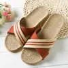 Pantuflas de Lino para el Hogar Parejas Pantuflas de Interior Piso de Madera Algodón y Lino Hogar Suela Gruesa Pantuflas de Verano para Hombres y Mujeres