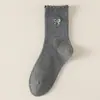 Meias Quentes de Outono para Mulheres, Meia-Calça com Laço e Bolinhas de Renda, Meias Japonesas e Coreanas para Mulheres, Meias Estilo Doce de Menina Loli