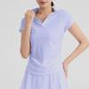 Playera de Manga Corta con Cuello Polo para Mujer Verano 2025 Diseño Sentido Cintura Plisada Top de Hombro Chica Hot Ropa de Yoga Transfronteriza