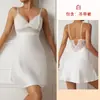Camisón de Encaje Feiyun con Cuello en V para Mujer, Espalda con Escote de Corazón, Falda Corta de Satén, Pijama Sexy Multicolor para Casa 547