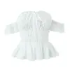 Ins Transfronterizo Europeo y Americano 2026 Nueva Moda Elegante Top Corto para Mujer con Hombros Descubiertos, Cintura Fruncida Adelgazante, Dulce y Picante