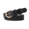 Cinturón de cuero sintético con hebilla hueca para mujer, cinturón informal para vaqueros, color negro, marrón, rojo y blanco, de imitación de cuero.