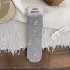 Meias de Cano Médio com Bordado de Cachorro Cartoon Fofo para Mulheres, Meias Slouch Listradas Rosa Tendência Ins Coreana para Primavera e Verão
