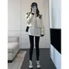 Calça de Algodão Grossa para Gordinhas MM Feminina Outono Inverno Cintura Alta Roupa Externa Emagrecedora Calça de Perna Estreita Calça Base com Veludo Calça Longa Calça de Outono