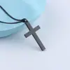 Collar con Colgante de Cruz de Acero de Titanio Europeo y Americano para Hombres y Mujeres, Cadena de Suéter Sencilla de Acero Inoxidable de Longitud Media Versátil