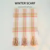 25 Novos Cachecóis de Inverno Xadrez de Imitação de Caxemira com Franjas para Mulheres, Peça Externa Quente e Espessada, Estilo Coreano Estilo Preppy Xale Venda por Atacado