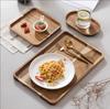 Bandeja de Madera de Acacia Transfronteriza para Desayuno, Pan, Té de la Tarde, Bandeja de Madera Ovalada de Estilo Japonés para Dulces, Comida, Aperitivos